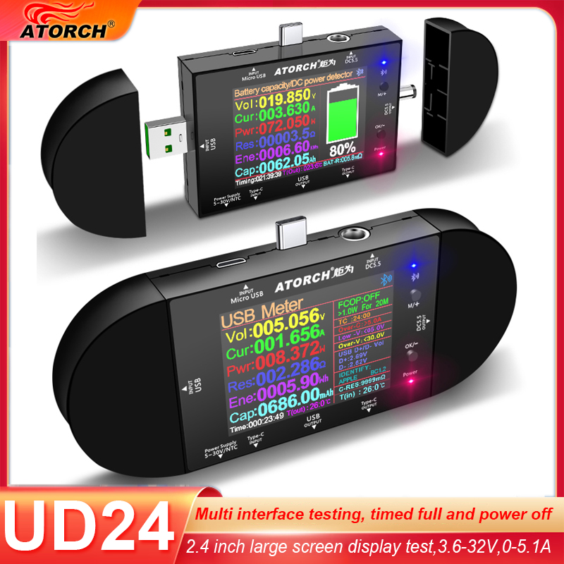 Usb Ammeter Tester - UD24 Testador USB de 2.4 polegadas,