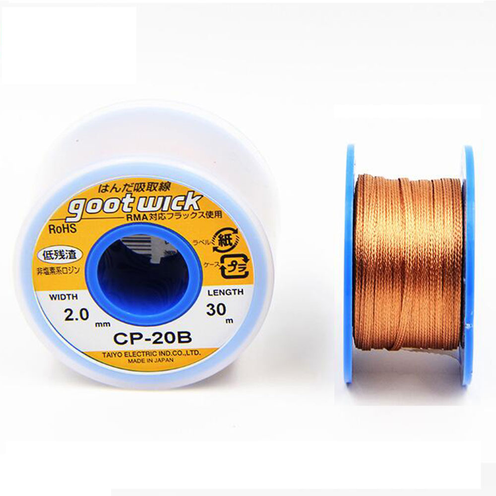 Solder Wick Braid - Pavio de desoldagem original japonês, 30/20/15m,