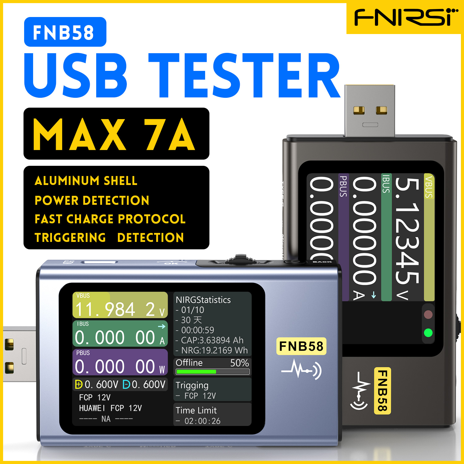 Usb Ammeter Tester - FNIRSI-FNB58 usb tensão tester TYPE-C voltímetro