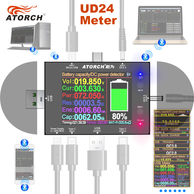 UD24 Testador USB de 2.4 poleg - Usb Ammeter Tester avaliação e preço