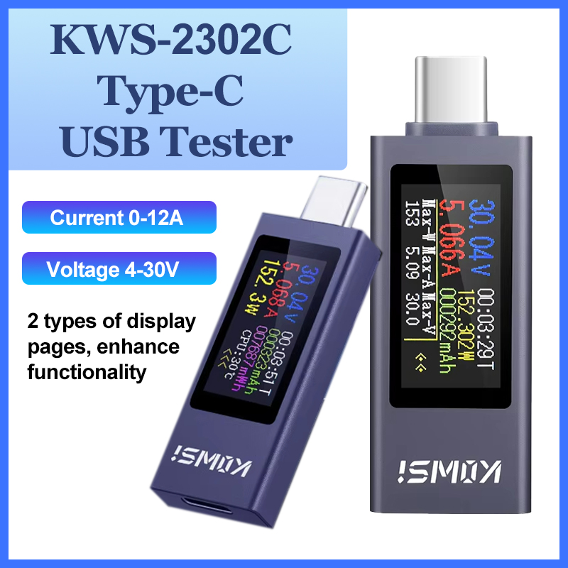 KWS-2302C tipo-c usb testador  - Usb Ammeter Tester avaliação e preço