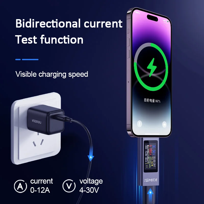 KWS-2302C tipo-c usb testador  - Usb Ammeter Tester avaliação e preço