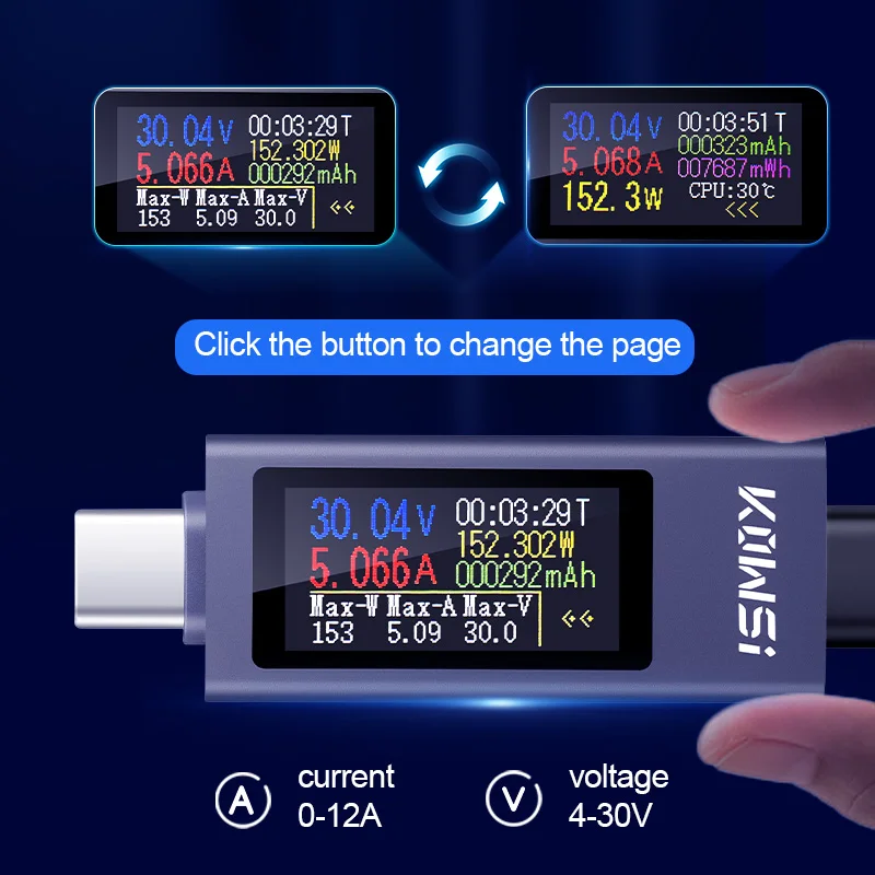 KWS-2302C tipo-c usb testador  - Usb Ammeter Tester avaliação e preço