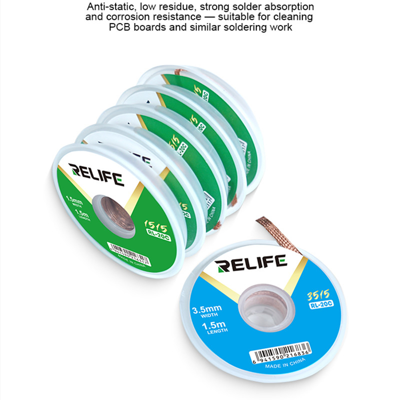 Relife RL-20C pavio de solda p - Solder Wick Braid avaliação e preço