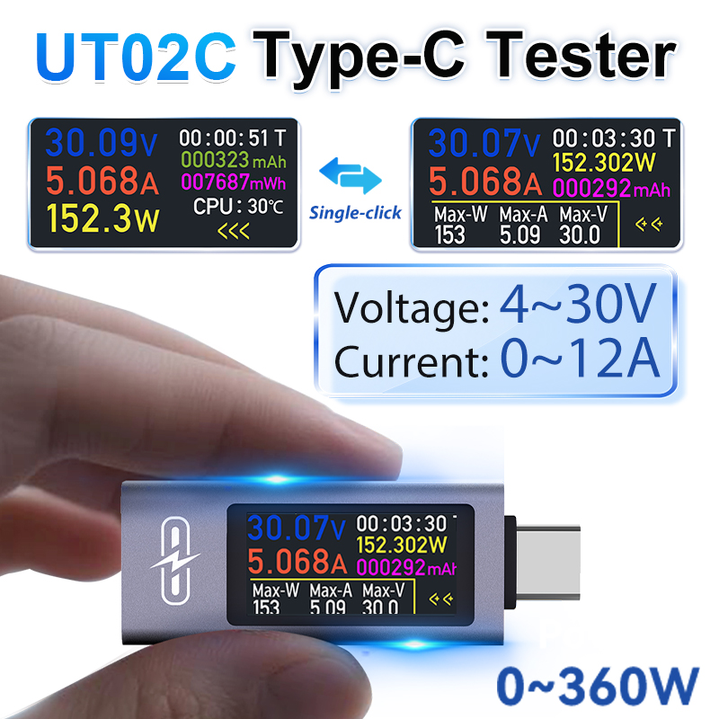 UT02C Testador USB com Tela Co - Usb Ammeter Tester avaliação e preço